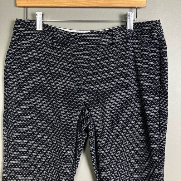 Marella pants size 10 Mid-rise printed black stretch‎ cotton ankle crop office - Picture 7 of 12